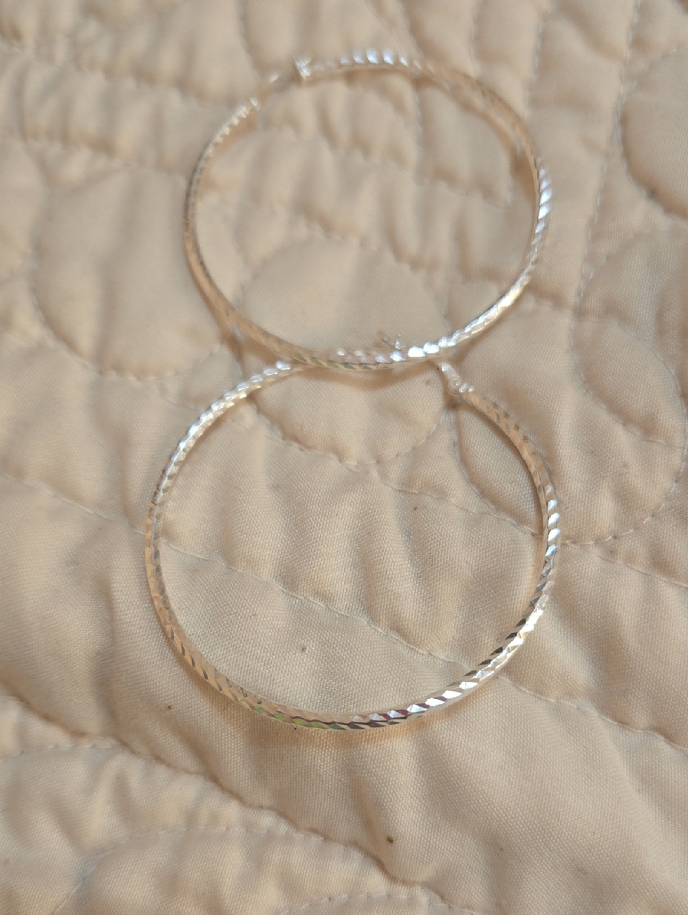 Silver Textured Hoop Earrings - Classic Women's Jewelry